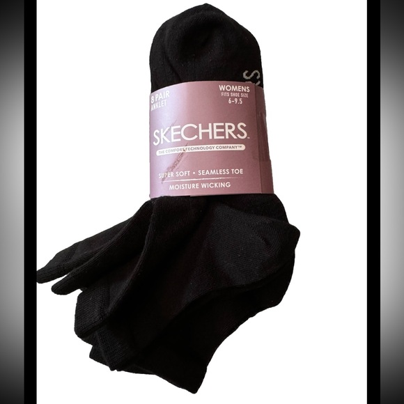 Skechers Anklet Socks Women’s 8 Pair Black Sz 6-9.5 Super Soft Seamless … - Picture 1 of 4
